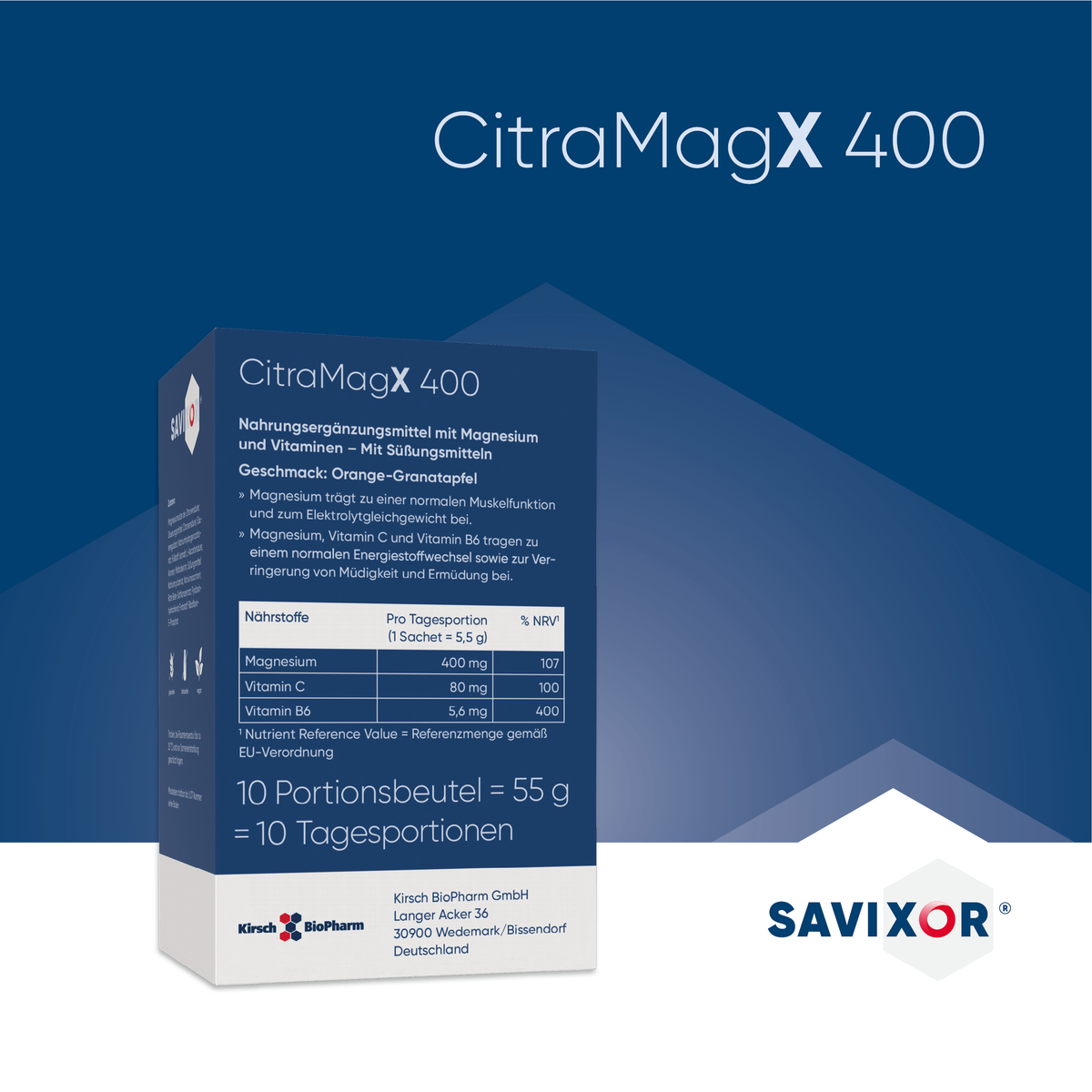 CitraMagX 400 Nahrungsergänzung – Rückseite mit Inhaltsstoffen und Nährwertangaben