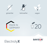 ElectrolyX Eigenschaften – glutenfrei, laktosefrei, vegetarisch